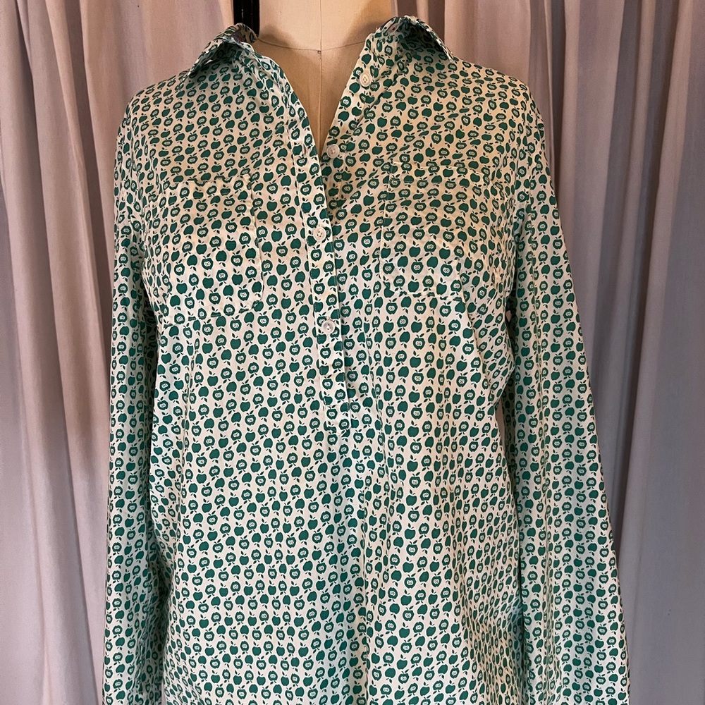 Talbots women’s placket front half button long sleeve blouse sz 10